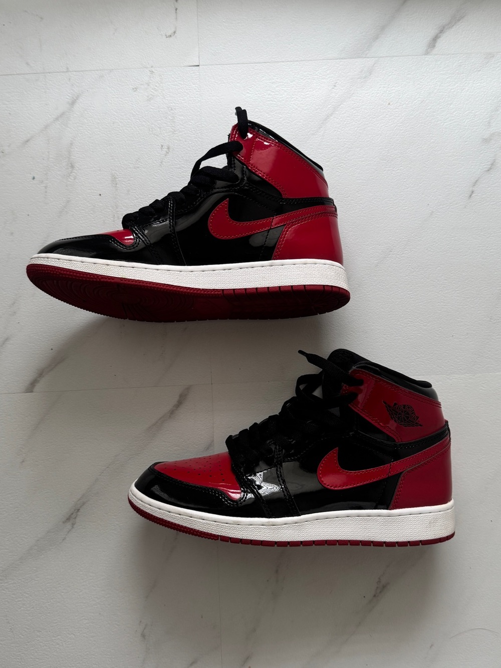 Jordan High-Top Sneakers in Black and Red Patent - Picture 6 of 6
